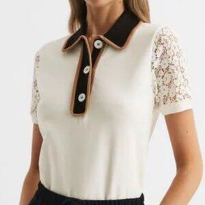 Reiss Eliza lace back polo